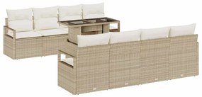 vidaXL Kerti Kanapé Szett tárolóval 9 pcs Bézs Poli rattan