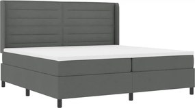 vidaXL LED Box Spring Ágy matracmal Sötétszürke 200 x 200 cm szövet