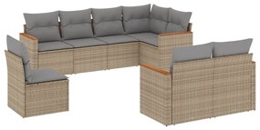vidaXL 8 részes vegyes bézs polyrattan kerti ülőgarnitúra párnákkal