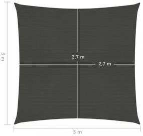 antracitszürke HDPE napvitorla 160 g/m² 3 x 3 m