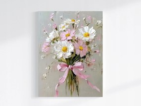 Vászonkép Canvas Olaj Impasto Mezei Virágok Margaréta Csokor 60x80