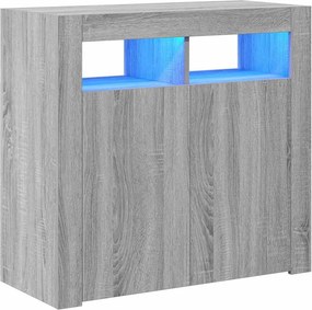 vidaXL szürke sonoma tálalószekrény LED-világítással 80 x 35 x 75 cm