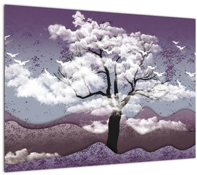 Kép - Fa a felhőkben (üvegen) (70x50 cm)
