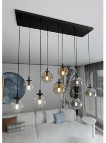 Csillár zsinóron COSMO 9xE14/10W/230V fekete/szürke/bézs/átlátszó