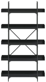 5-szintes fekete szerelt fa könyvespolc 100 x 33 x 180,5 cm