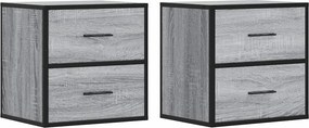 vidaXL 2 db szürke sonoma színű fali éjjeliszekrény 40 x 31 x 39,5 cm
