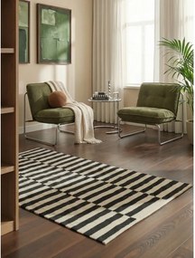 Fekete-fehér kétoldalas kézi szövésű gyapjú szőnyeg 160x230 cm Donna – Hanse Home