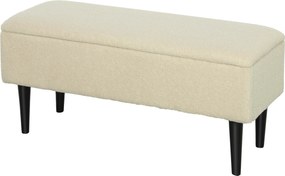 HOMCOM Tároló Pad, Ágy Pad, Kárpitozott Pad Hajtható Fedéllel, Velúr Hatású, Tároló Pad, Nappaliba, Hálószobába, Krém Fehér, 95 x 38 x 45 cm | Aosom