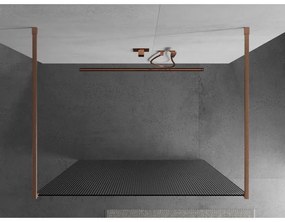 Mexen Kioto, Walk-In zuhany paraván 140 x 200 cm, 8 mm-es üveg bordás mintával, réz matt profil, 800-140-002-65-09