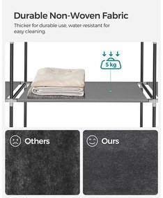 Szövet ruhásszekrény, ruhatároló gardróbszekrény, szürke