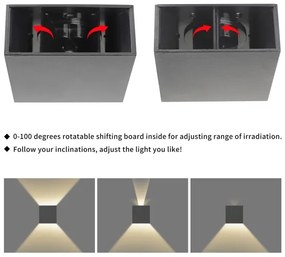Brilagi - DOUBLERAY LED kültéri fali lámpatest, 4W, 230V, antracit, IP65