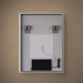 Álló fürdőszobai LED tükör 70x90cm | Páramentesítő - Óra - Fényerő és színhőmérséklet szabályozás | Welland Kath