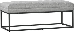 HOMCOM Kárpitozott Pad, Ágy Végi Pad Acél Lábakkal, Cipő Pad Hálószobába, Nappaliba, Előszobába, 200 kg-ig Terhelhető, 120 x 44 x 45.5 cm, Világosszür