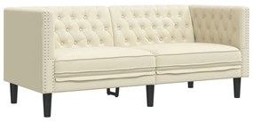 3 részes krémszínű műbőr Chesterfield kanapégarnitúra