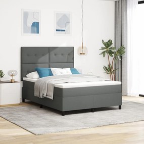 Box Spring Ágy Matraccal Sötétszürke 140x200 cm Szövet