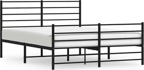vidaXL fekete fém ágykeret fej- és lábtámlával 120 x 190 cm