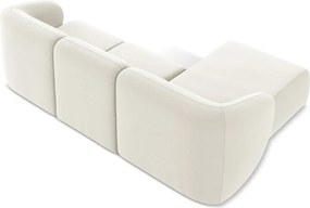 Bézs bársony sarokkanapé (bal oldali-heverő résszel) Lani – Makamii