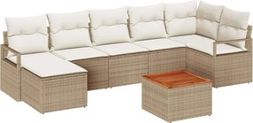 vidaXL Kerti Kanapé Szett párnával 8 pcs Bézs polirattan