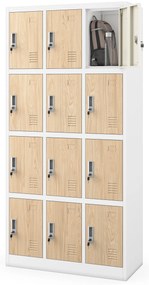 Zárható szekrény MARCIN, 900 x 1850 x 400 mm, Eco Design: fehér/sonoma tölgy