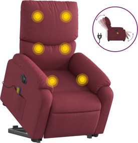 vidaXL bordó szövet dönthető elektromos álló masszázsfotel