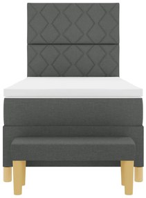 Box Spring Ágy Matraccal &amp; Pad Sötétszürke 90x200 cm Szövet