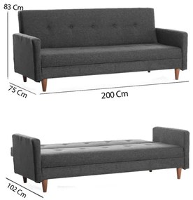 NARA kétszemélyes kanapé, sötétszürke