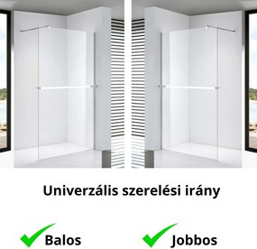 Stuxi Milano Plus Walk-in zuhanyfal, 100x200 cm, 8 mm vastag vízlepergető biztonsági üveggel, 200 cm magas, króm profillal és távtartóval