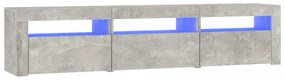 betonszürke TV-szekrény LED lámpákkal 180x35x40 cm