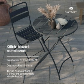 Blumfeldt RetroChic kerti szett, 1 asztal + 2 szék, 60 cm, összecsukható, bevonva, időjárásálló