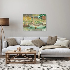 Üveg kép - Childe Hassam, Oyster Sloop, Cos Cob, reprodukciók (70x50 cm)