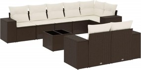 vidaXL 9 részes barna polyrattan kerti ülőgarnitúra párnákkal