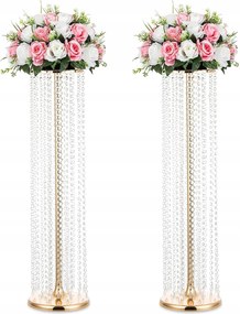 Virágtartó állvány 2 részes 90cm Fém Kristály Asztal Dekoráció