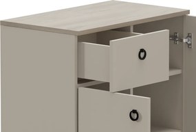 Komód, szürkésbarna Taupe/silverjack tölgy, DOMCA 2D1S