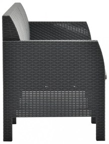 vidaXL 3 részes antracit PP rattan kerti bútorgarnitúra párnákkal