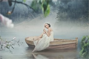 Kép - nő a hajón (90x60 cm)