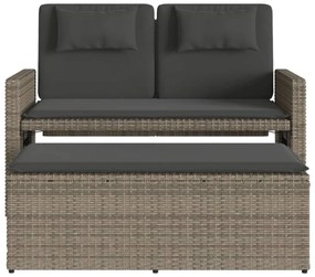 szürke polyrattan dönthető kerti pad párnával