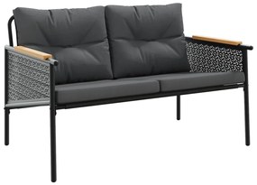 fekete acél kerti pad párnákkal 116 cm