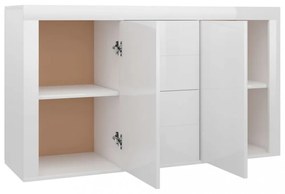 magasfényű fehér szerelt fa tálalószekrény 120 x 36 x 69 cm