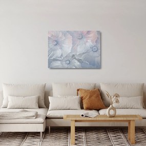 Kép - Kék virágok a falon (üvegen) (70x50 cm)