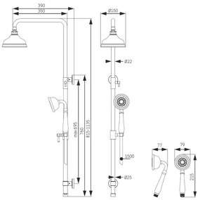 BATH DELUXE 31-120-04-64-00 - Zuhany készlet AEROSKOBING fényes réz