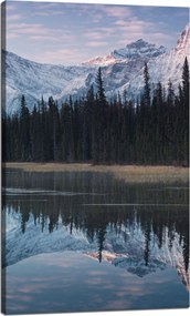 Vászonkép Tópart Víz Erdők Hó hegyek 60x100 cm