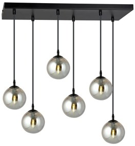 Csillár zsinóron COSMO 6xE14/10W/230V fekete/szürke