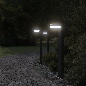 3 db fekete öntött alumínium kültéri állólámpa 80 cm
