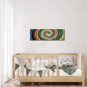 Absztrakt kép - színes spirál (órával) (90x30 cm)