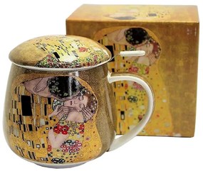 Klimt porcelán bögre tetővel és fémszűrővel 450 ml A Csók