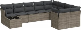 vidaXL 10 részes szürke polyrattan kerti ülőgarnitúra párnákkal