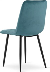 Petrolkék bársony szék LAVA PETROL BLUE fekete lábakkal