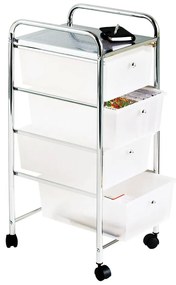 Fehér-ezüstszínű műanyag gurulós polcos állvány 33x79 cm – Premier Housewares