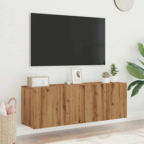 2 db kézműves tölgy falra szerelhető TV-szekrény 60x30x41 cm