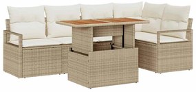 vidaXL Kert étkező szett párnával 6 pcs Beige és krém